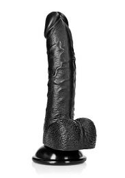 RealRock Curved Realistic Dildo with Balls 7 Inch Black