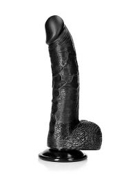 RealRock Curved Realistic Dildo with Balls 8 Inch Black